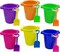 4E's Novelty 6 Pack Beach Buckets with Shovels Bulk – 7.5" Sand Buckets & Shovels for Sand & Outdoor Play